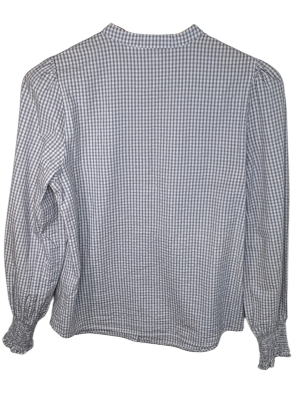 Boden Blue White Gingham Smocked Button Down Blouse Women Size 6 - Picture 5 of 5